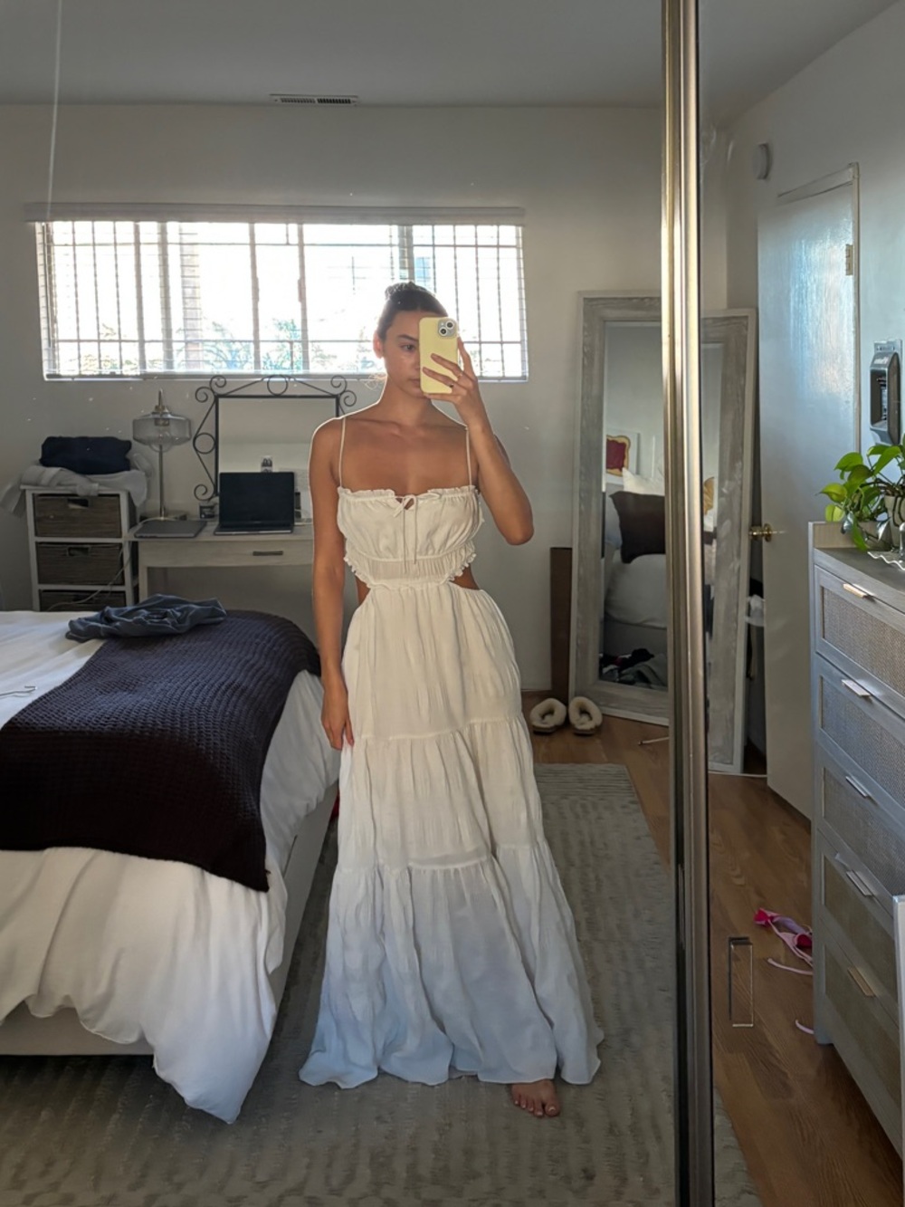 12th Tribe White Strapless Tiered Maxi